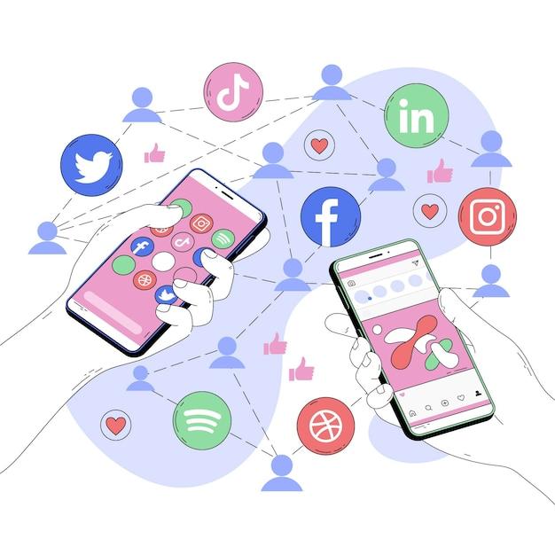 Abstract illustration of social media apps